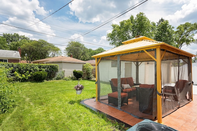 view of yard featuring a gazebo and a patio