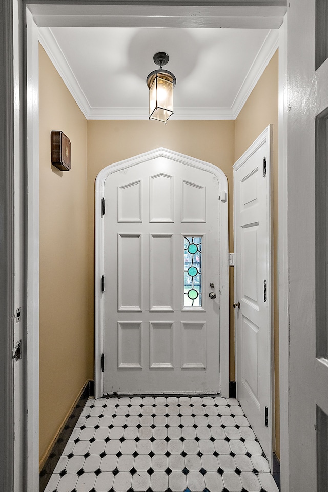 foyer with ornamental molding