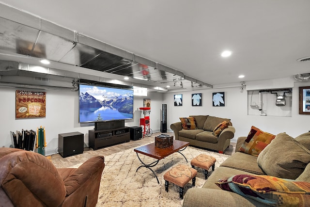 living room featuring light hardwood / wood-style flooring