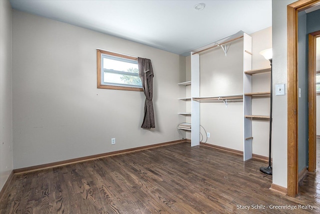 interior space with dark hardwood / wood-style floors