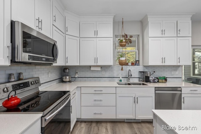8981 Spruce Ave Unit B, Newaygo, MI 49337 - kitchen featuring appliances with stainless steel finishes, a sink, light countertops, and white cabinetry