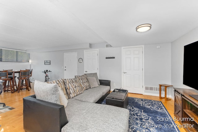 living room with hardwood / wood-style floors