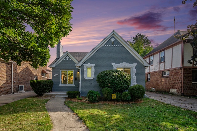 view of front of house with a yard