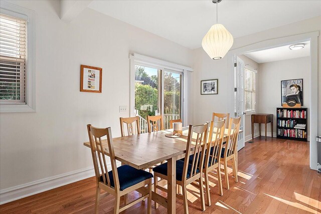 dining room featuring baseboards and wood finished floors