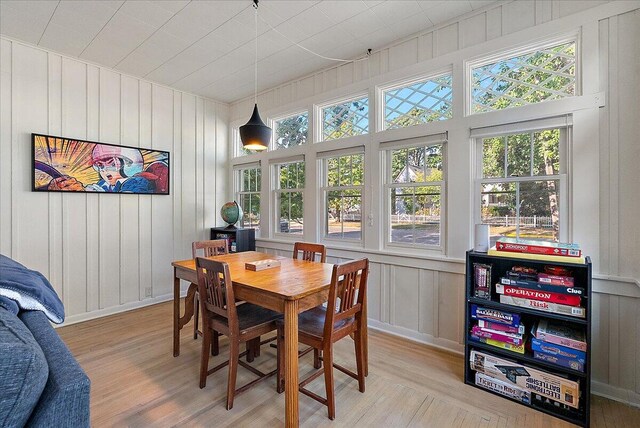 dining area with light wood finished floors and a healthy amount of sunlight