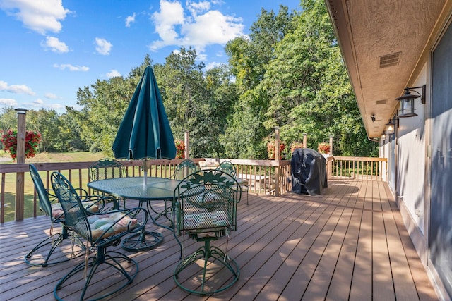 deck featuring grilling area