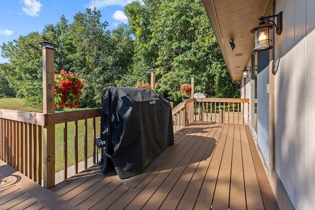 deck featuring a yard