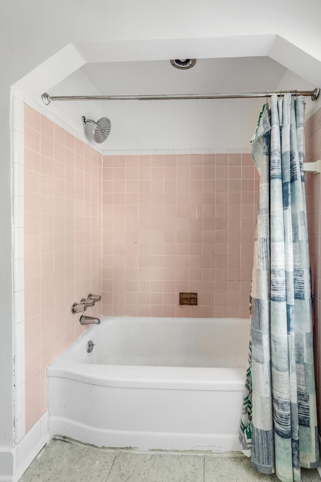16652 Hubbell St, Detroit, MI 48235 - bathroom featuring shower / bath combination with curtain and tile patterned flooring