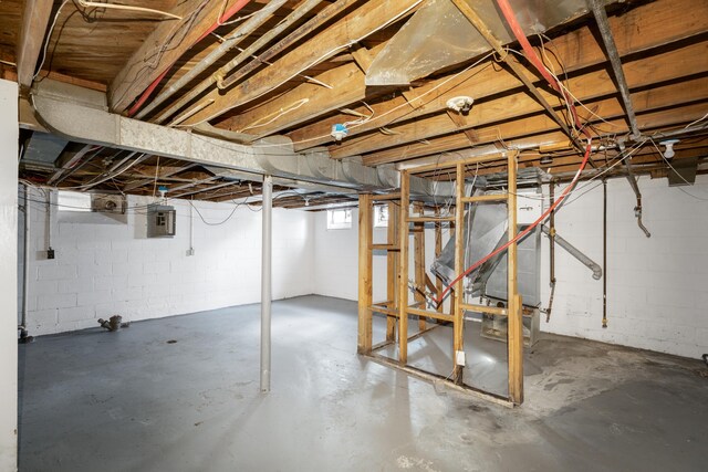 16652 Hubbell St, Detroit, MI 48235 - basement featuring electric panel and concrete block wall
