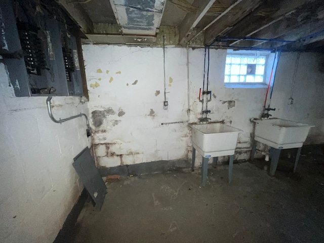 below grade area featuring a sink