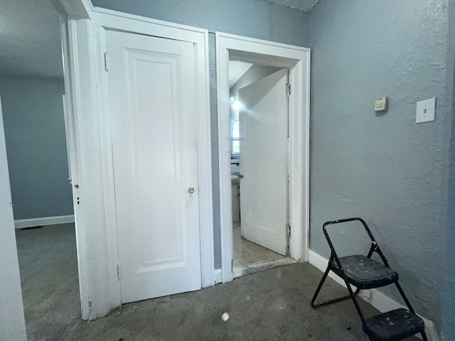 corridor with a textured wall