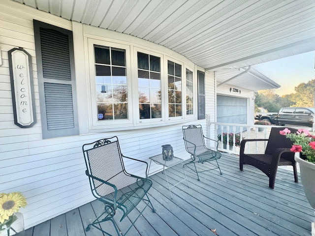 deck featuring a porch