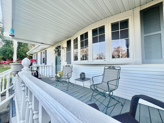 wooden deck with covered porch