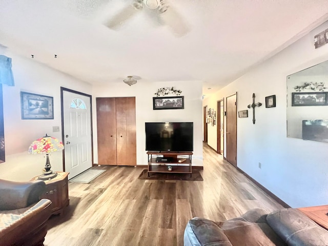 living room with wood-type flooring