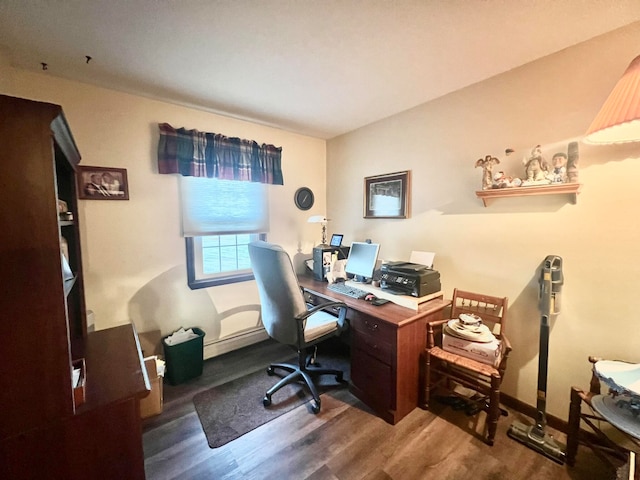 office area featuring hardwood / wood-style flooring