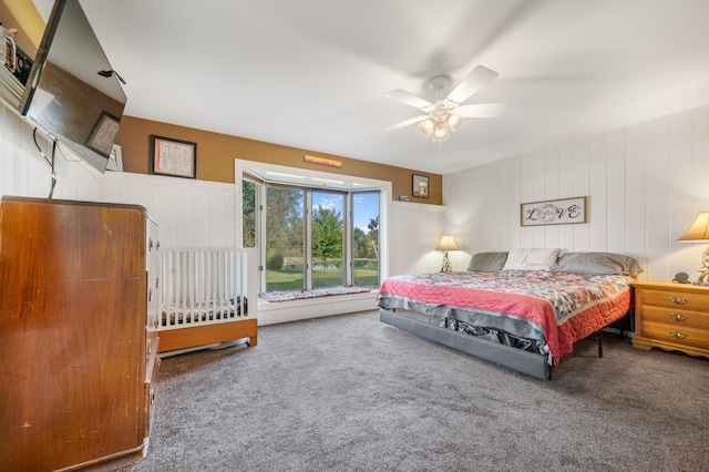 bedroom with carpet and ceiling fan