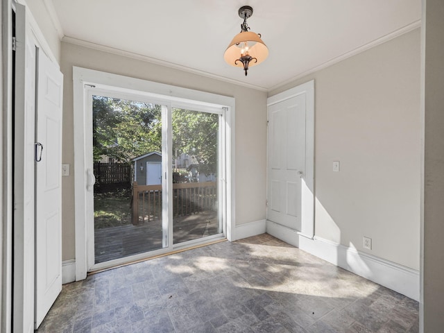 interior space featuring crown molding