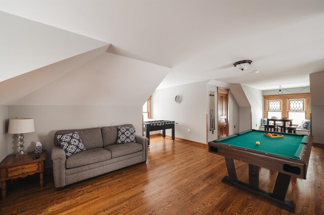 5721 Broomhead Rd, Williamsburg, MI 49690 - game room with wood finished floors, pool table, and baseboards