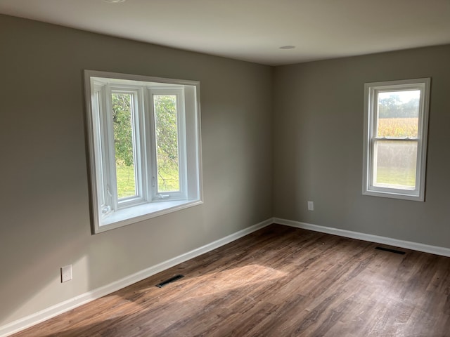 unfurnished room with hardwood / wood-style floors and a wealth of natural light