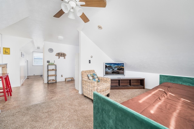 20616 Madison Ave, Big Rapids, MI 49307 - living area with a ceiling fan and lofted ceiling