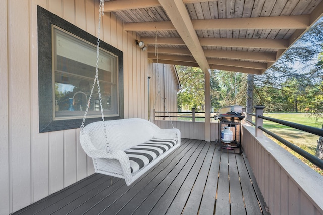 20616 Madison Ave, Big Rapids, MI 49307 - wooden deck with a grill