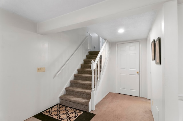 stairway with carpet flooring