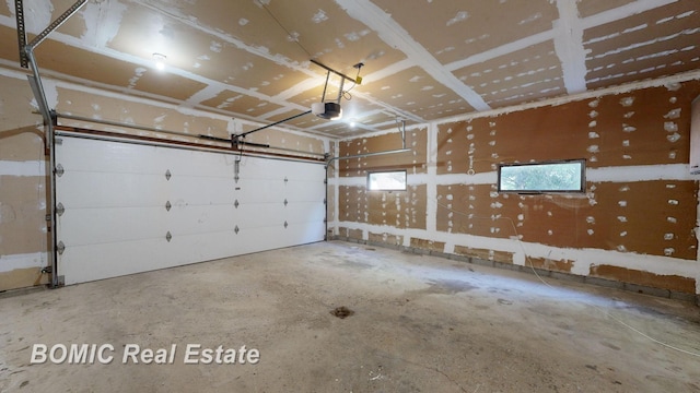 garage with a garage door opener