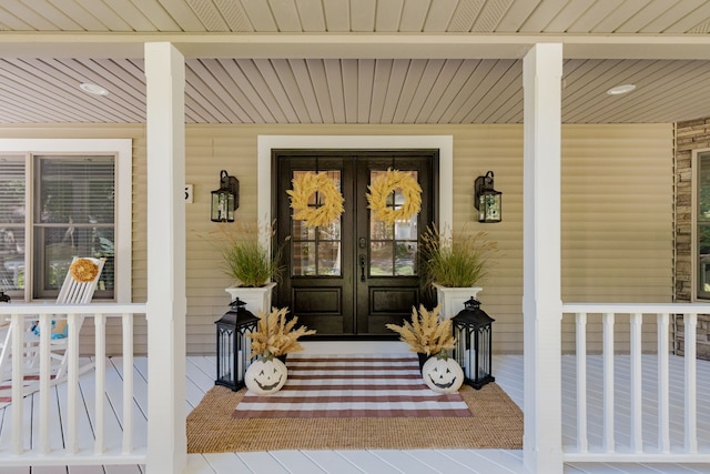 entrance to property with french doors