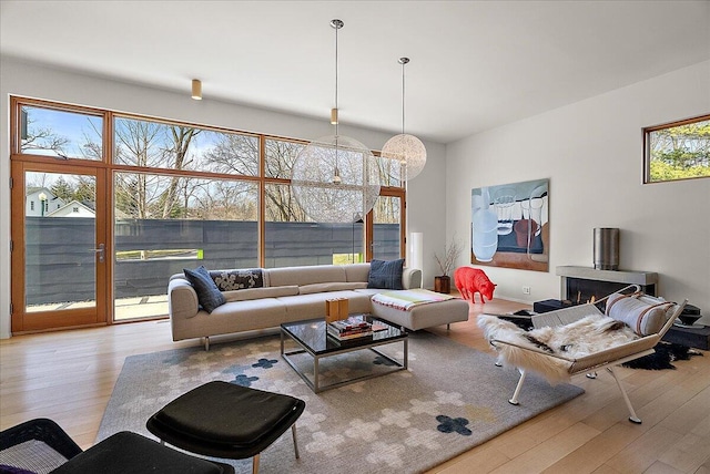 living area with wood finished floors