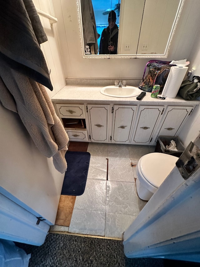 bathroom with vanity and toilet