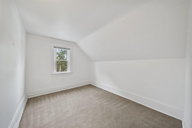 bonus room with carpet flooring and lofted ceiling