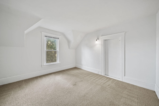 additional living space with lofted ceiling and carpet floors