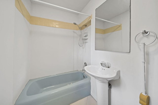 bathroom featuring shower / tub combination and tile patterned floors