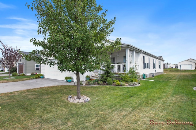 view of front of home with a front lawn and a porch