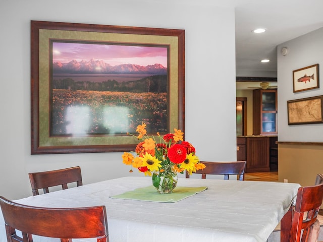 dining room with light hardwood / wood-style flooring