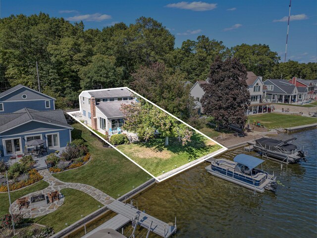 1875 Edwin Dr, Wayland, MI 49348 - aerial perspective of suburban area featuring a large body of water