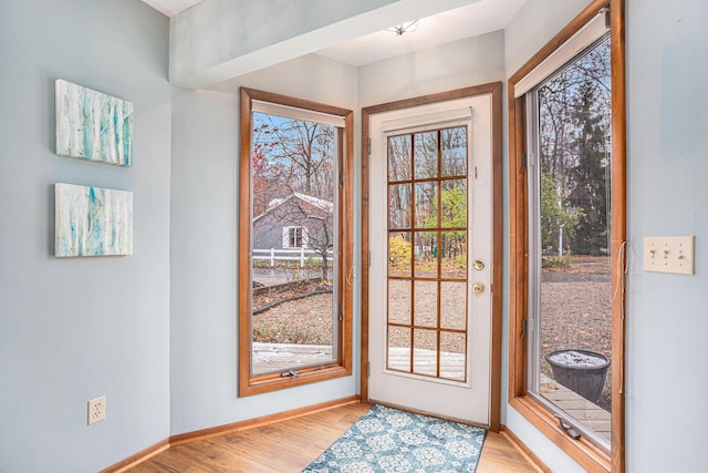 doorway featuring light wood-type flooring