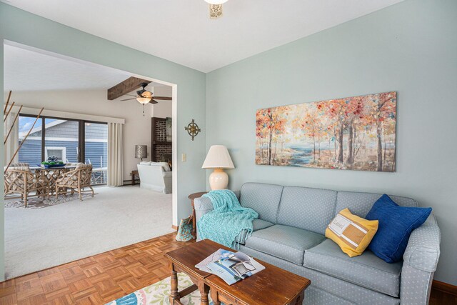 1875 Edwin Dr, Wayland, MI 49348 - living room with ceiling fan and lofted ceiling