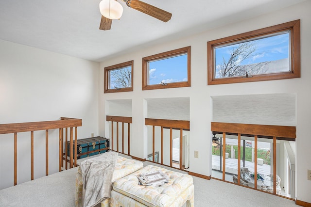 1875 Edwin Dr, Wayland, MI 49348 - bedroom featuring multiple windows, access to exterior, carpet, and a ceiling fan