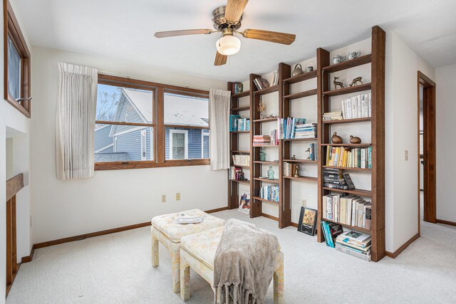 1875 Edwin Dr, Wayland, MI 49348 - sitting room with carpet flooring, baseboards, and ceiling fan