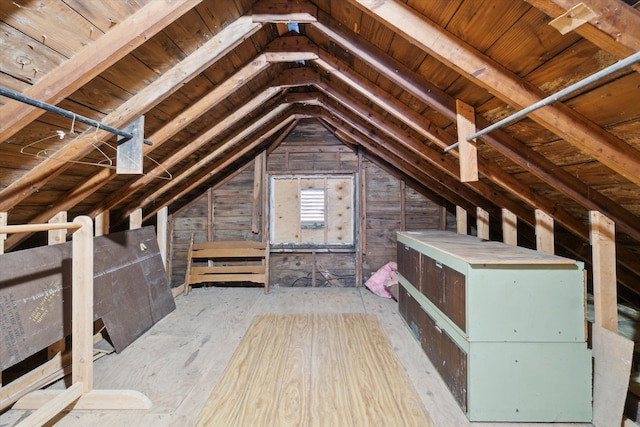 view of unfinished attic