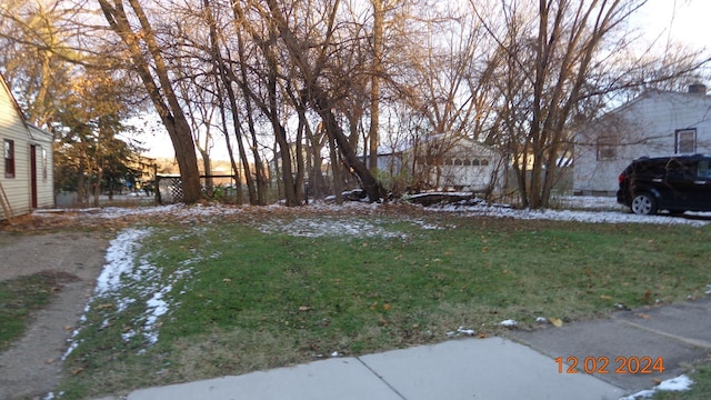 view of yard at dusk