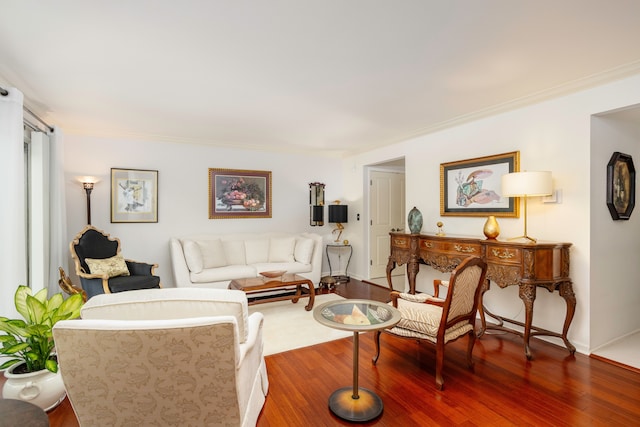 2100 Hyde Park Rd, Detroit, MI 48207 - living area with wood finished floors, ornamental molding, and baseboards