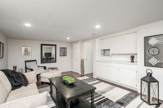 living room with light wood-type flooring