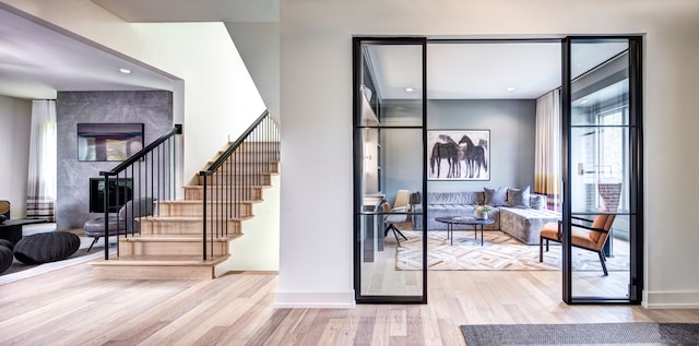 interior space with light hardwood / wood-style flooring