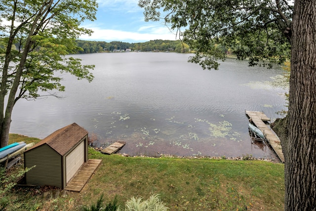 property view of water with a boat dock