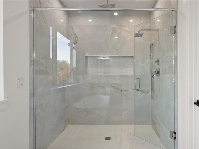 bathroom featuring walk in shower