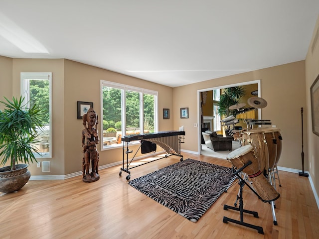 interior space with light hardwood / wood-style floors