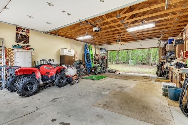 garage with a garage door opener