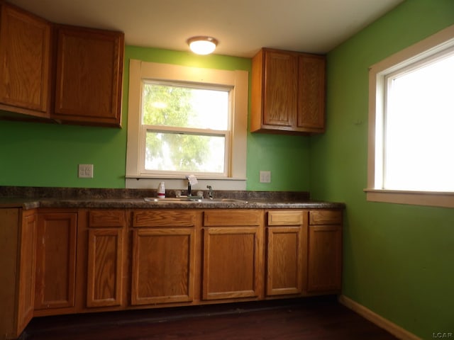 kitchen featuring sink and dark wood-type flooring